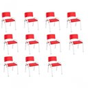 Ver imagem 1 de Kit 11 Cadeira Iso Infantil Creche, Base Branco Vermelho
