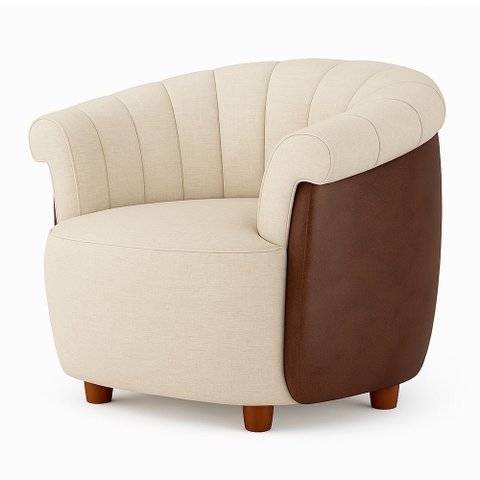 Poltrona Fixa Esther Courino Marrom | Linho Off White - Sallar Home