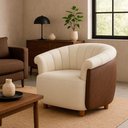 Ver imagem 2 de Poltrona Fixa Esther Courino Marrom | Linho Off White - Sallar Home
