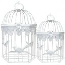 Ver imagem 1 de Gaiola Decorativa Provençal - Kit com 2 Gaiolas Branca - 24 e 19 cm
