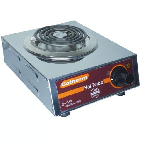 Fogão Elétrico Portátil de Mesa 1 Boca 1250W Hot Turbo Inox 220V Resistência Blindada Cotherm