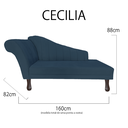 Ver imagem 6 de Recamier Divã para Sala Cecilia Pés Retro Tabaco 1.60cm Veludo Azul Marinho - Incasa Decor