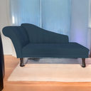 Ver imagem 2 de Recamier Divã para Sala Cecilia Pés Retro Tabaco 1.60cm Veludo Azul Marinho - Incasa Decor