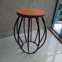 Ver imagem 4 de Banco redondo de ferro e madeira artesanto rústico com pintura que não enferruja super resistente of