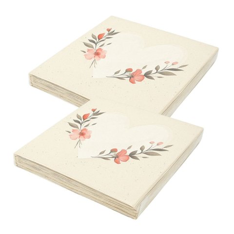 Kit Guardanapo Decorado Coração Floral Luxo 40 Folhas 33cm - Tuut