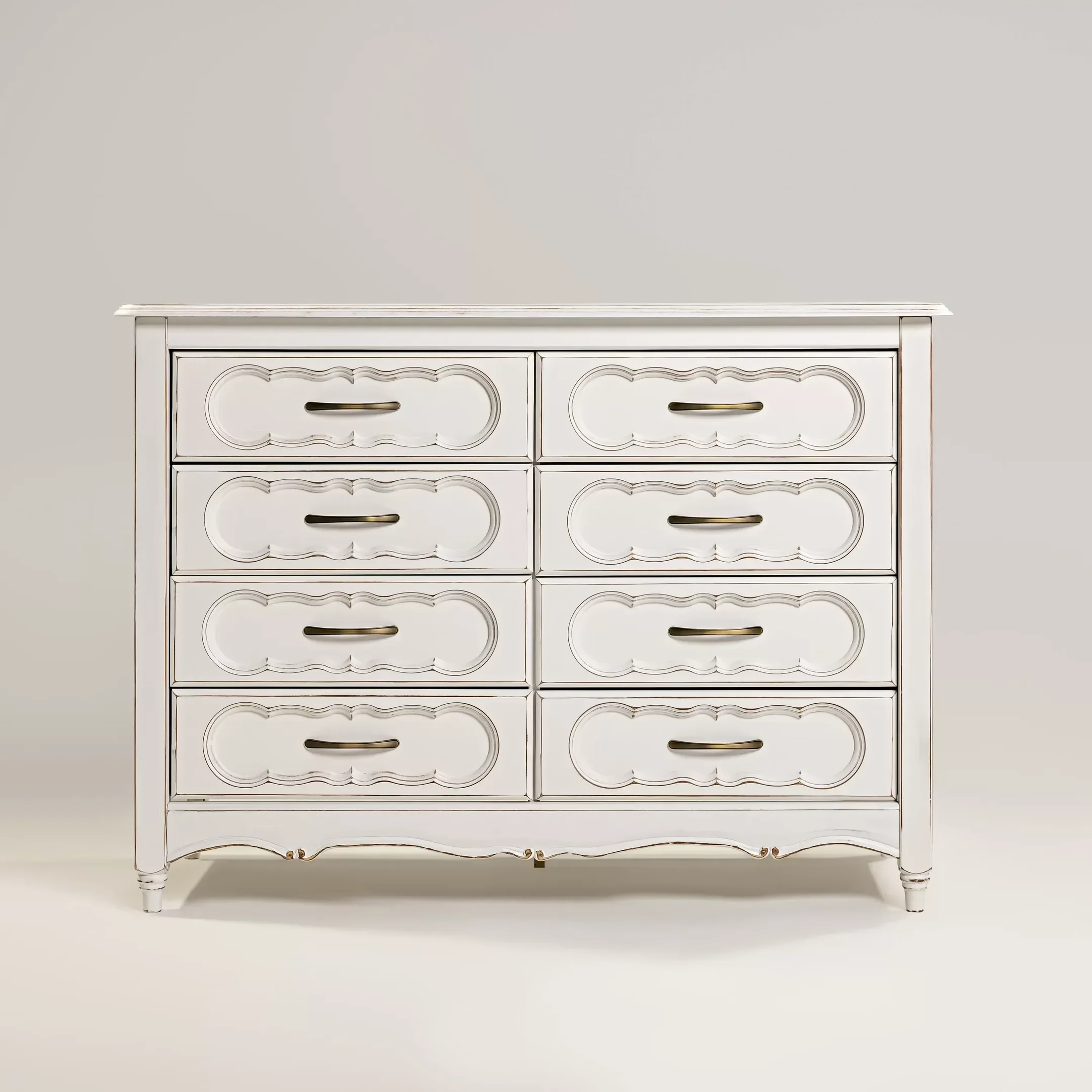 Ver imagem 1 de Cômoda Lilie Clássica | 8 Gavetas | Branco Provençal Cor:Branco-Provencal:Branco-Provencal