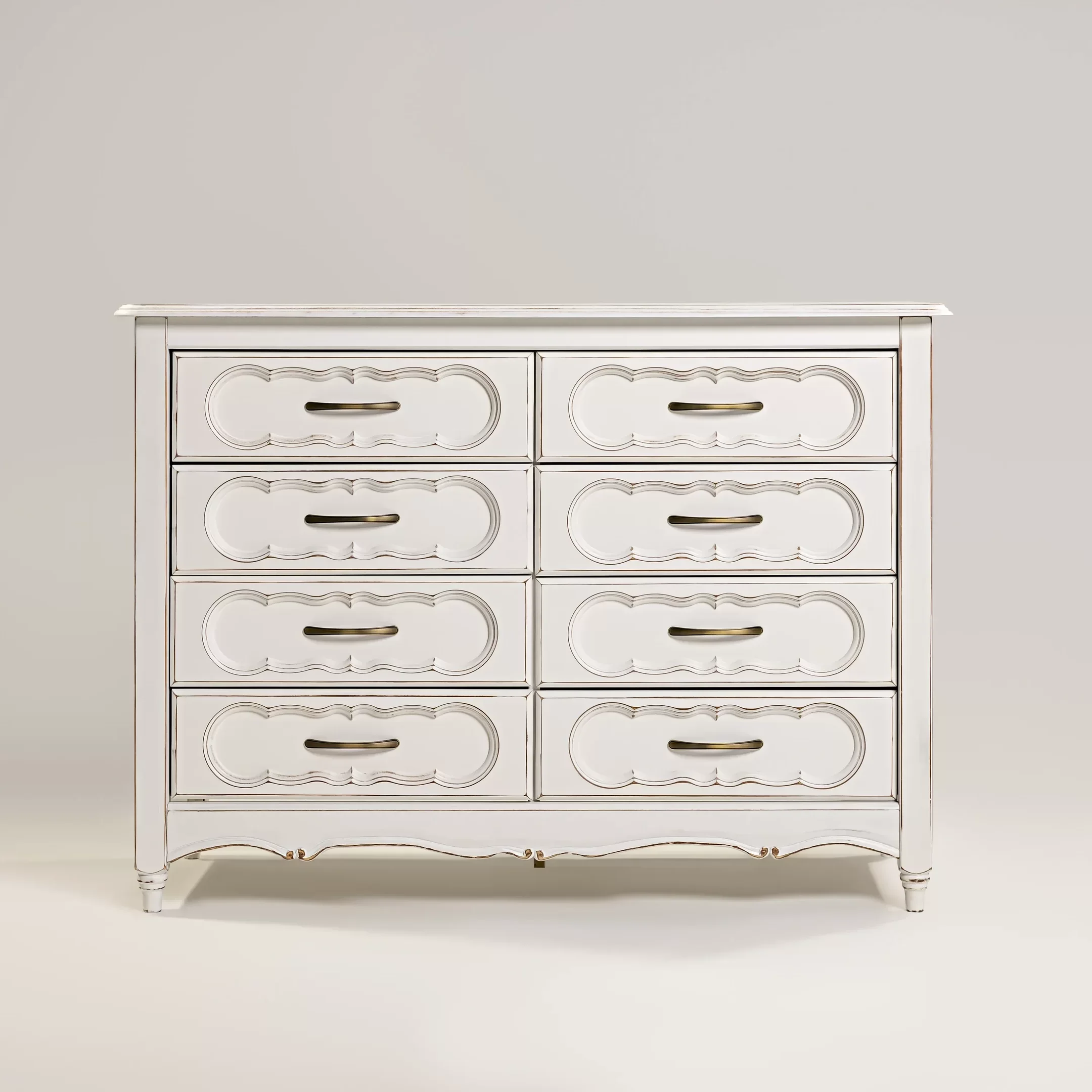 Ver imagem 1 de Cômoda Lilie Clássica | 8 Gavetas | Branco Provençal Cor:branco-provencal:branco-provencal