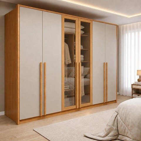 Guarda Roupa Casal 6 Portas Vidro Refleta e 6 Gavetas 100% MDF Imperiale Premium Yescasa