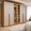 Ver imagem 1 de Guarda Roupa Casal 6 Portas Vidro Refleta e 6 Gavetas MDF Imperiale Premium
