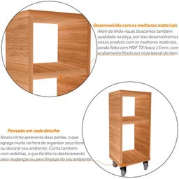 Mesa de Cabeceira Nicho em Madeira MDF 60 x 30 com Rodízio - Jade - 3