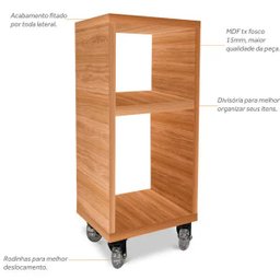 Mesa de Cabeceira Nicho em Madeira MDF 60 x 30 com Rodízio - Jade - 6