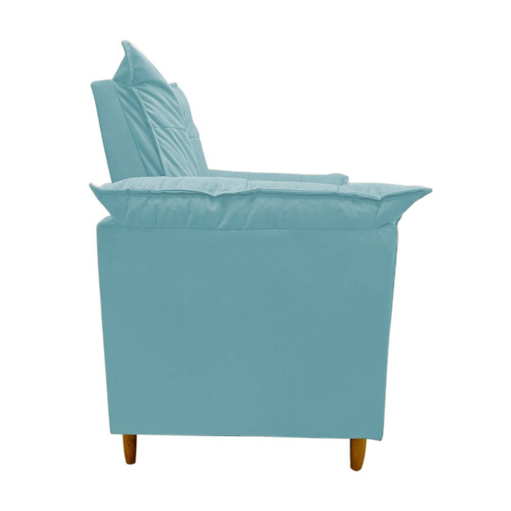 Poltrona Amamentação azul turquesa suede Com Puff Cadeira Para Leitura Descanso - 4
