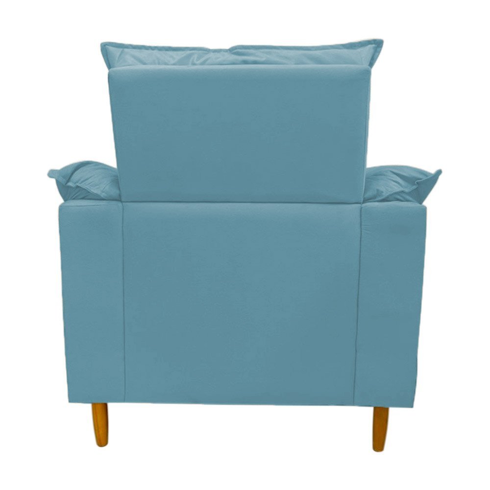 Poltrona Amamentação azul turquesa suede Com Puff Cadeira Para Leitura Descanso - 5