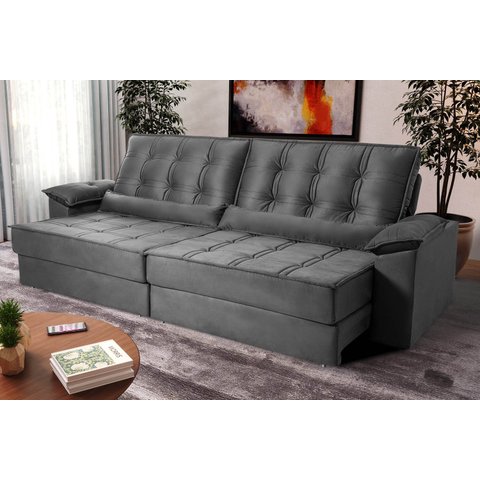 Sofá Retrátil Reclinável 300cm Ascari Suede Velut com molas Ensacadas - King House