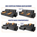 Ver imagem 5 de Sofá Retrátil Reclinável 300cm Ascari Suede Velut com molas Ensacadas - King House