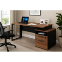 Ver imagem 1 de Mesa para Escritório Yaris YAR1565 150x65cm Marrom/Preto com Gaveteiro e Chave
