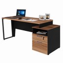 Ver imagem 4 de Mesa para Escritório 150x65cm 2 Gavetas com Chave Yaris YAR1566 Marrom/Preto - Gebb Work