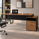 Ver imagem 2 de Mesa para Escritório 150x65cm 2 Gavetas com Chave Yaris YAR1566 Marrom/Preto - Gebb Work