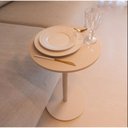 Ver imagem 3 de Mesa Lateral de Apoio e Canto Redonda para Decorar Salas Quartos Consultórios Branca em Mdf 34cm