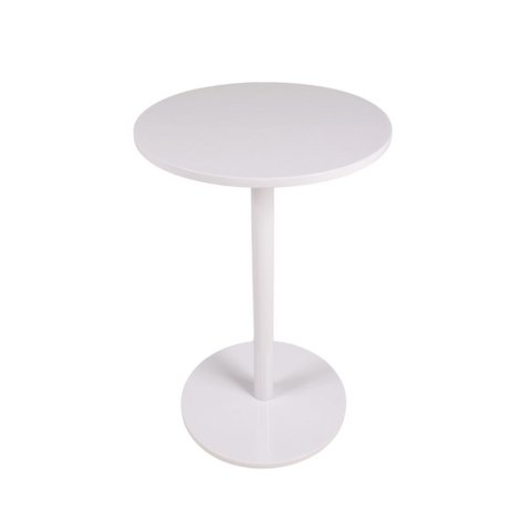 Mesa Lateral de Apoio e Canto Redonda para Decorar Salas Quartos Consultórios Branca em Mdf 34cm