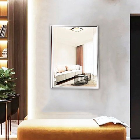 Espelho Decorativo com Moldura Dupla Empório do Adesivo Moldura Branca 120 X 80cm