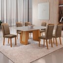 Ver imagem 7 de Mesa de Jantar Carolina 180cm Tampo MDF Vidro Canto Copo com 6 Cadeiras Lorena Moderna Mobília