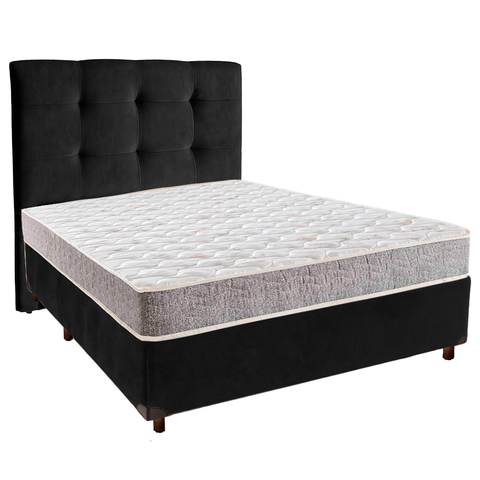 Cama Box + Colchão Casal D33 D33 Inducol + Cabeceira Estofada