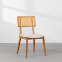 Ver imagem 4 de Conjunto Mesa de Jantar Thai Redonda 1,20m Vidro Off White + 4 Cadeiras Lalá Encosto Palha Creme Ass