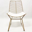 Ver imagem 2 de Kit 4 Cadeiras Cozinha Bertoia Retrô cor Dourado fosco assento branco - Poltronas do Sul