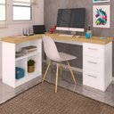 Ver imagem 2 de Mesa para Escritório Escrivaninha Home Office Mali A02 Olmo Branco - Lyam Decor
