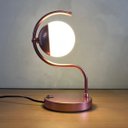Ver imagem 1 de Abajur de Mesa Moderno Curvado Rose Gold com Globo 10cm com Lâmpada para Sala Quarto Escritório