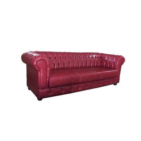 Sofá Capitonê Chesterfield 2,60m Luxuoso Decorativo - Corino Facto Vermelho