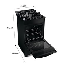 Fogão Brastemp Piso 4 Bocas com Mesa de Vidro e Grades Duplas de Ferro Fundido Preto Bivolt Bfo4vae - 10