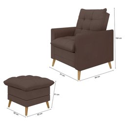 Poltrona Decorativa York C/ Puff em Veludojust Time - 6