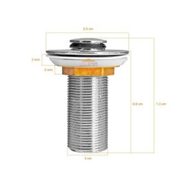 Válvula Click Lavatório Cuba Pia 7/8 Inox Veda Cheiro 30mm - 4 Válvula Click Lavatório Cuba Pia 7/8 Inox Veda Cheiro 30mm - 4