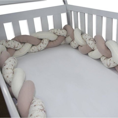 Protetor de Trança para Mini Berço 2,80 Mts - Floral Ferrugem