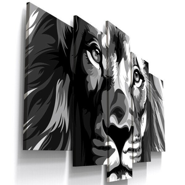 Quadros Decorativos Leão Preto Branco Sala Escritório - 1