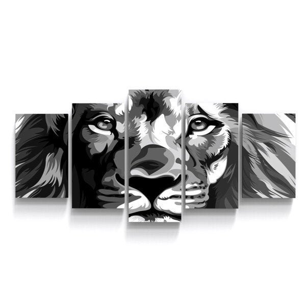 Quadros Decorativos Leão Preto Branco Sala Escritório - 3