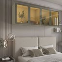 Ver mais imagens de Módulo Aéreo 4 Portas com Vidro Reflecta e LED 100% MDF Concept Bege/Off White