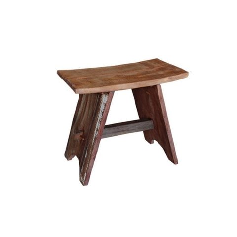 Banqueta Banquinho Modelo Oriental em Madeira Maciça-rústico C/ Branco