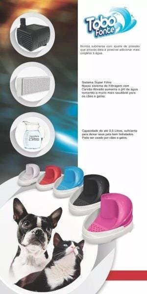 Fonte e bebedouro Purificador de água para cães e gatos Rosa - 3