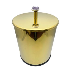 Lixeira Dourada em Aço Inox com Cristal para Lavabo Fineza - Ametista - 3l