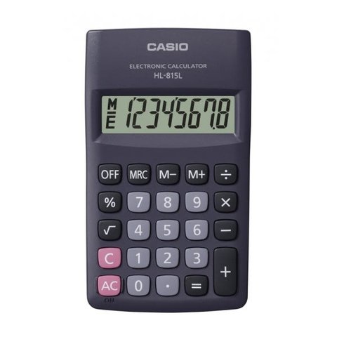 Calculadora Casio bolso vertical visor 8 dígitos HL-815L-BK
