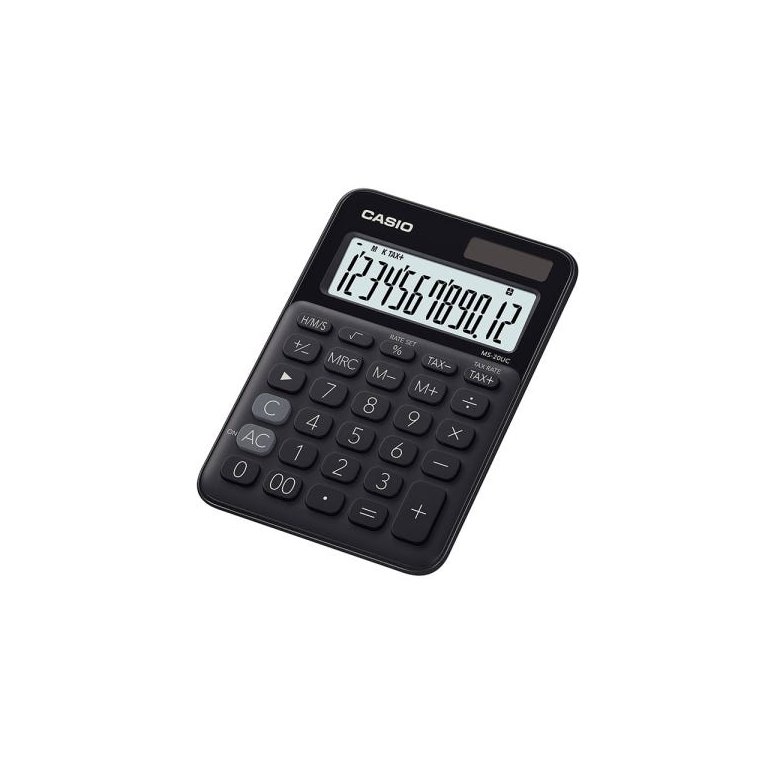 Calculadora compacta Casio mesa visor amplo 12 díg MS-20UCBK