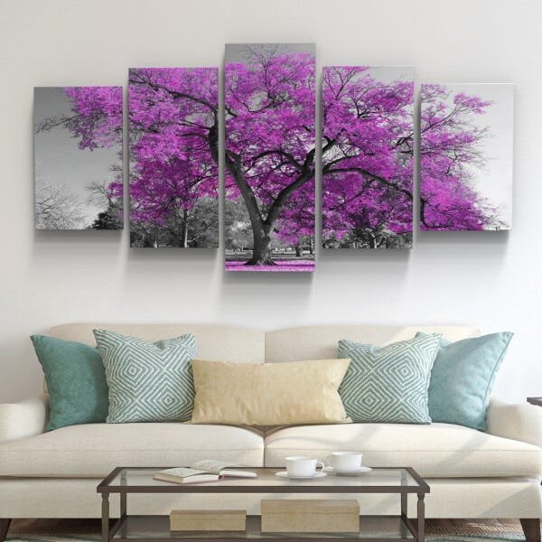 Quadros Decorativos Arvore Roxo Botanico Sala - 2