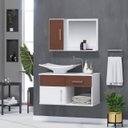 Ver imagem 1 de Gabinete Banheiro New Stilo 60 Cm Armário com Cuba e Espelheira:natura
