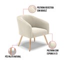 Ver imagem 6 de Kit 1 Sofá Namoradeira e 1 Poltrona Stella Bouclê Bege Pés Palito Natural - D'Rossi