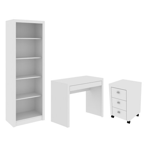 Conjunto para Escritório 3 Peças Branco Tecnomobili