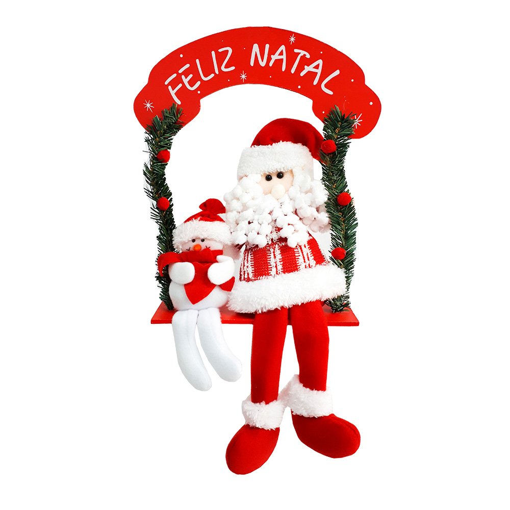Enfeite de Papai Noel para Pendurar 50cm Wincy Ref.1005:Vermelho Quadriculado - 1