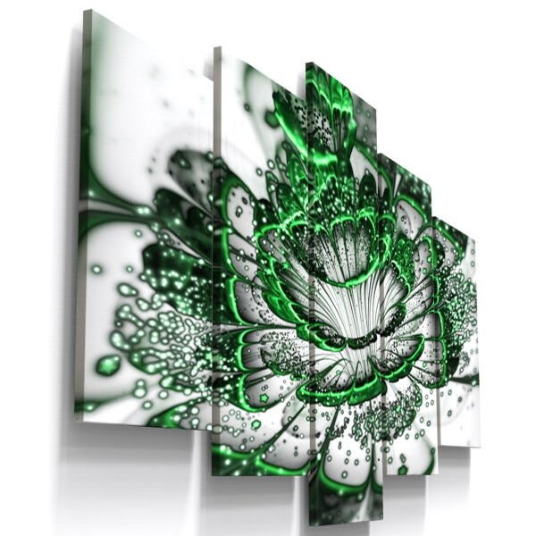 Quadros Decorativos Flor Digital Verde Sala Quarto - 1